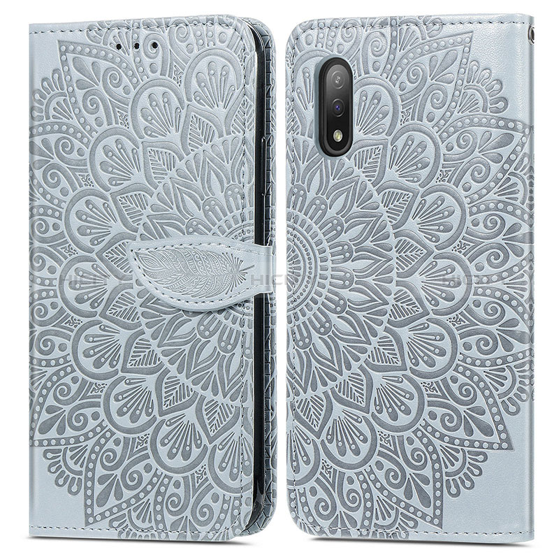 Custodia Portafoglio In Pelle Fantasia Modello Cover con Supporto S04D per Sony Xperia Ace II Grigio