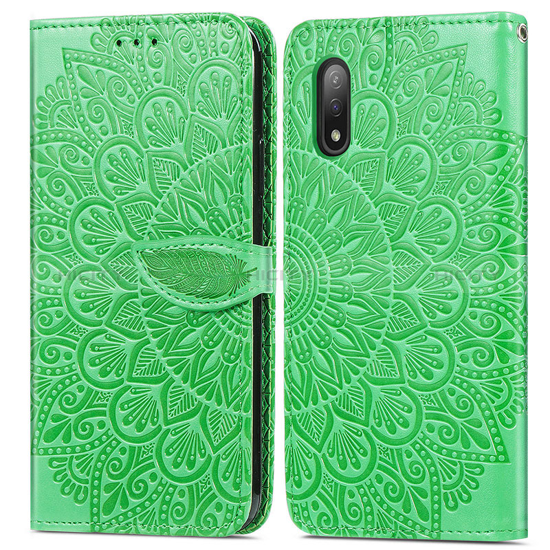 Custodia Portafoglio In Pelle Fantasia Modello Cover con Supporto S04D per Sony Xperia Ace II Verde