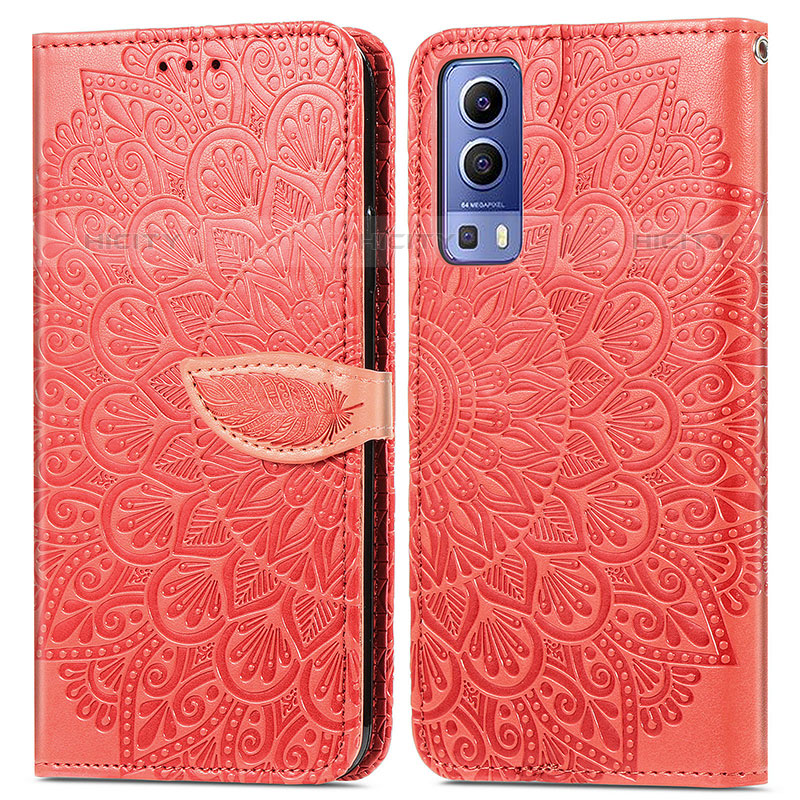 Custodia Portafoglio In Pelle Fantasia Modello Cover con Supporto S04D per Vivo iQOO Z3 5G Rosso