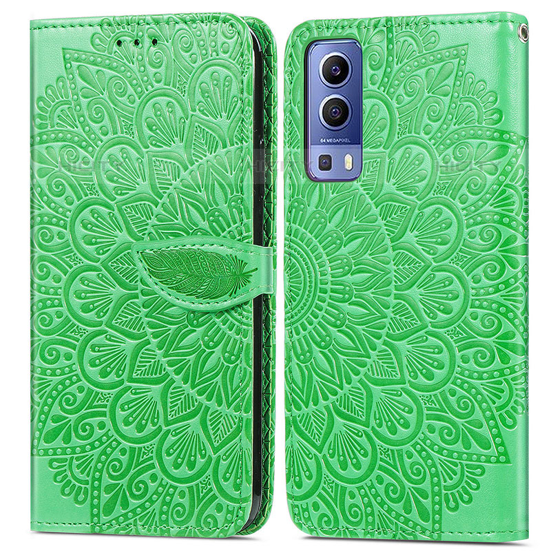 Custodia Portafoglio In Pelle Fantasia Modello Cover con Supporto S04D per Vivo iQOO Z3 5G Verde