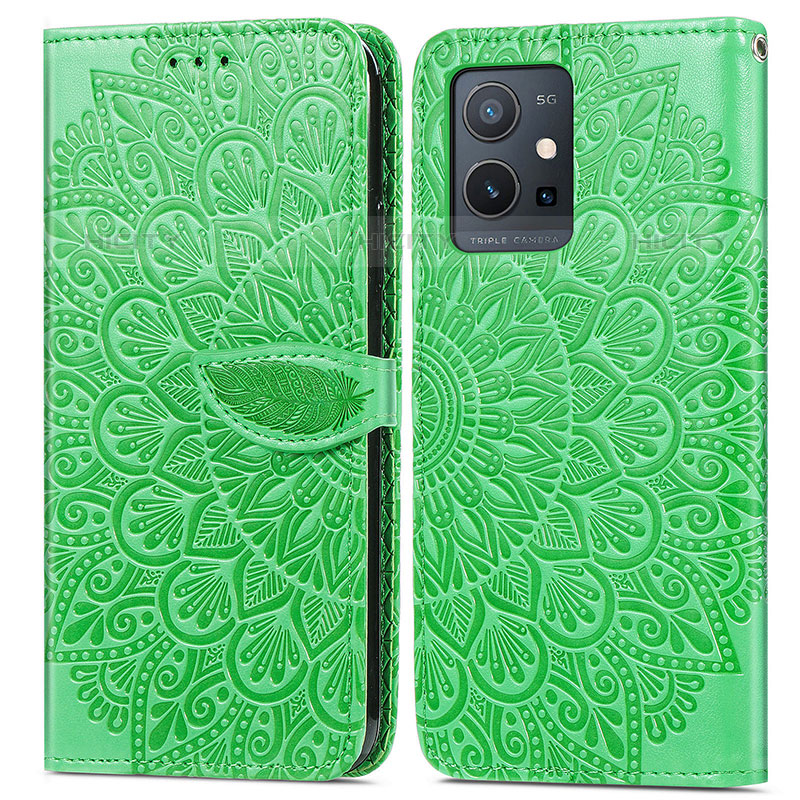 Custodia Portafoglio In Pelle Fantasia Modello Cover con Supporto S04D per Vivo iQOO Z6 5G Verde