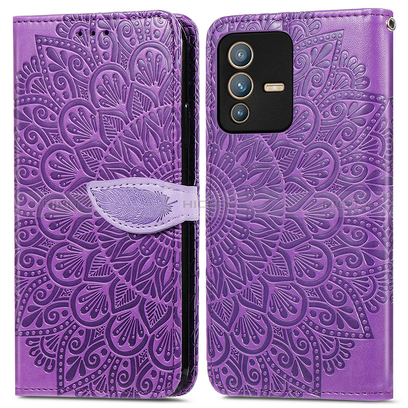 Custodia Portafoglio In Pelle Fantasia Modello Cover con Supporto S04D per Vivo V23 Pro 5G