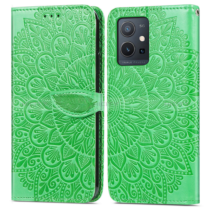 Custodia Portafoglio In Pelle Fantasia Modello Cover con Supporto S04D per Vivo Y33e 5G Verde