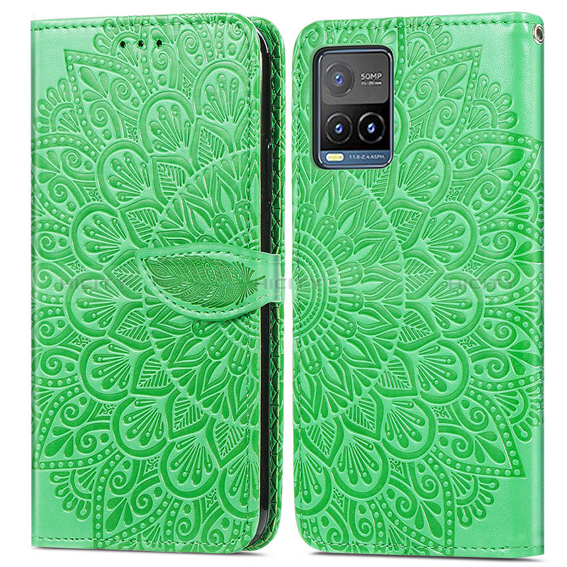 Custodia Portafoglio In Pelle Fantasia Modello Cover con Supporto S04D per Vivo Y33T Verde