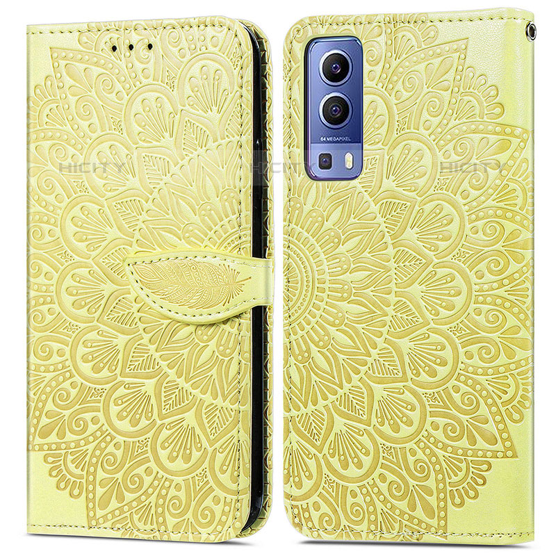 Custodia Portafoglio In Pelle Fantasia Modello Cover con Supporto S04D per Vivo Y52 5G Giallo