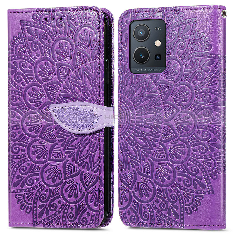 Custodia Portafoglio In Pelle Fantasia Modello Cover con Supporto S04D per Vivo Y52t 5G Viola