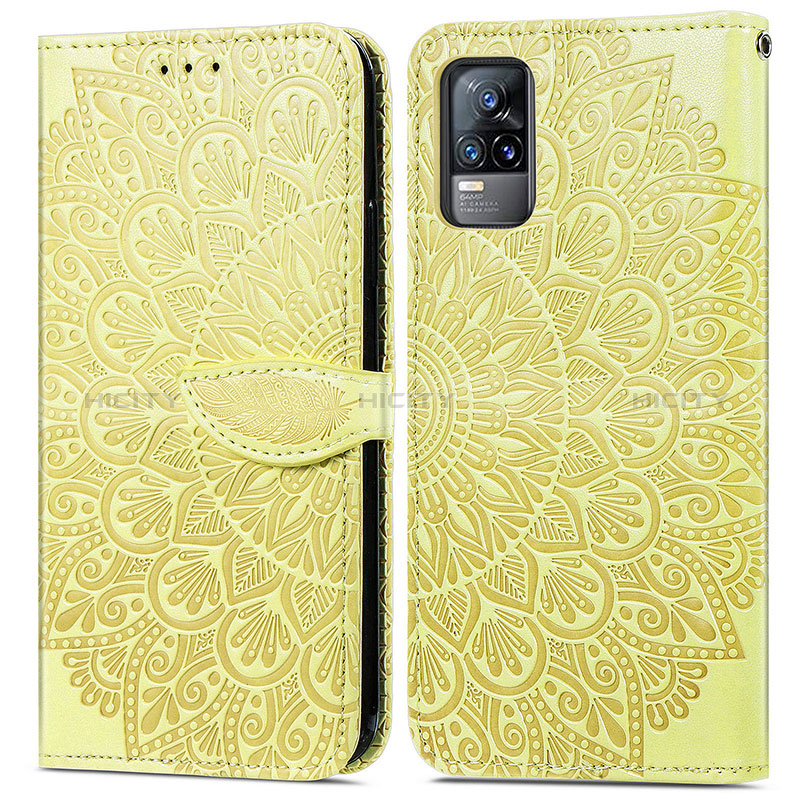 Custodia Portafoglio In Pelle Fantasia Modello Cover con Supporto S04D per Vivo Y73 (2021) Giallo