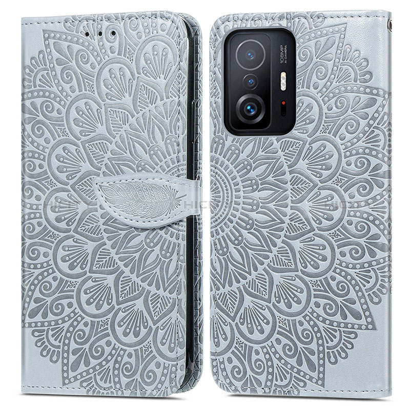 Custodia Portafoglio In Pelle Fantasia Modello Cover con Supporto S04D per Xiaomi Mi 11T Pro 5G Grigio