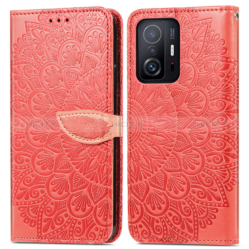 Custodia Portafoglio In Pelle Fantasia Modello Cover con Supporto S04D per Xiaomi Mi 11T Pro 5G Rosso