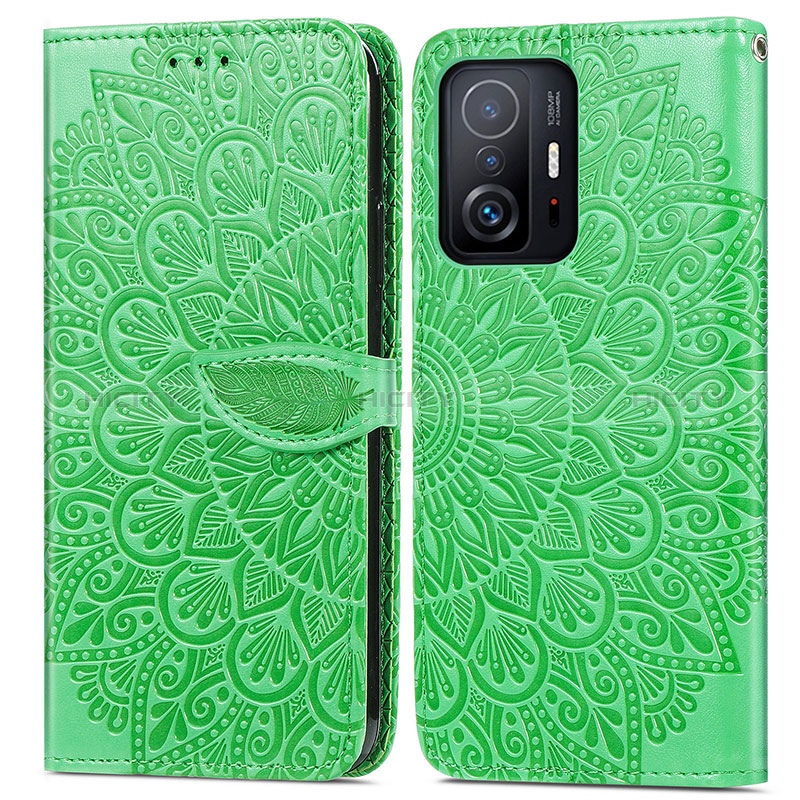 Custodia Portafoglio In Pelle Fantasia Modello Cover con Supporto S04D per Xiaomi Mi 11T Pro 5G Verde