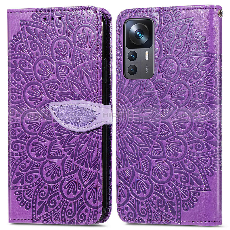 Custodia Portafoglio In Pelle Fantasia Modello Cover con Supporto S04D per Xiaomi Mi 12T 5G Viola