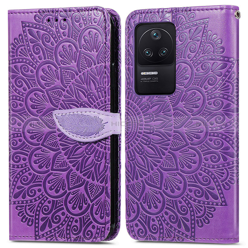 Custodia Portafoglio In Pelle Fantasia Modello Cover con Supporto S04D per Xiaomi Poco F4 5G Viola