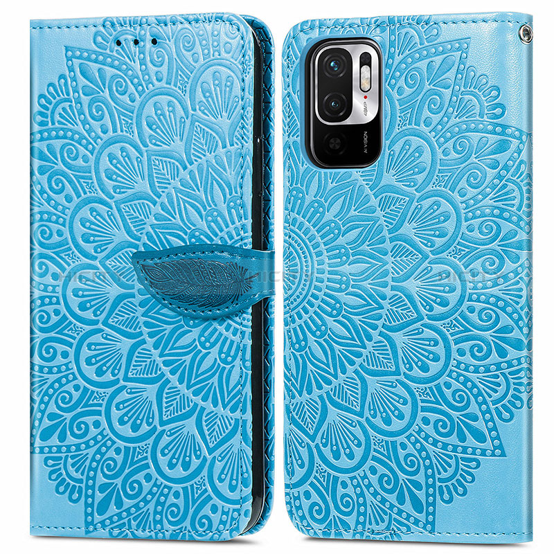 Custodia Portafoglio In Pelle Fantasia Modello Cover con Supporto S04D per Xiaomi POCO M3 Pro 5G Blu