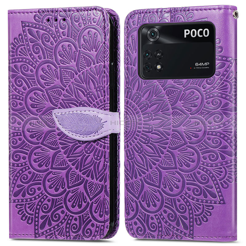 Custodia Portafoglio In Pelle Fantasia Modello Cover con Supporto S04D per Xiaomi Poco M4 Pro 4G