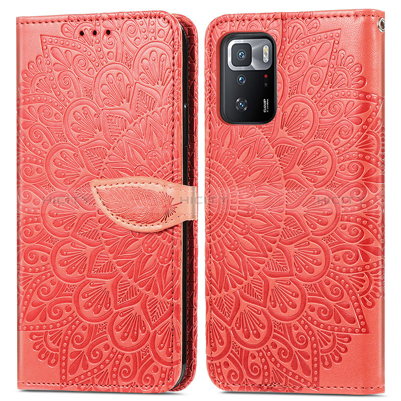 Custodia Portafoglio In Pelle Fantasia Modello Cover con Supporto S04D per Xiaomi Poco X3 GT 5G Rosso