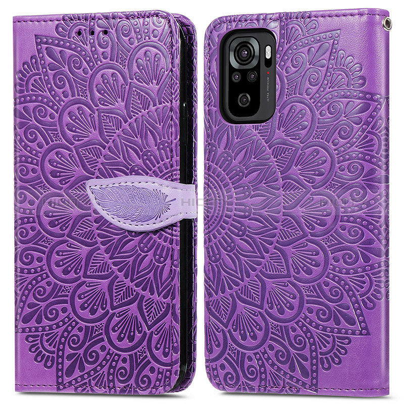 Custodia Portafoglio In Pelle Fantasia Modello Cover con Supporto S04D per Xiaomi Redmi Note 10S 4G Viola