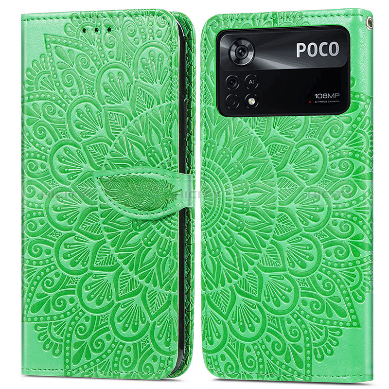 Custodia Portafoglio In Pelle Fantasia Modello Cover con Supporto S04D per Xiaomi Redmi Note 11E Pro 5G Verde