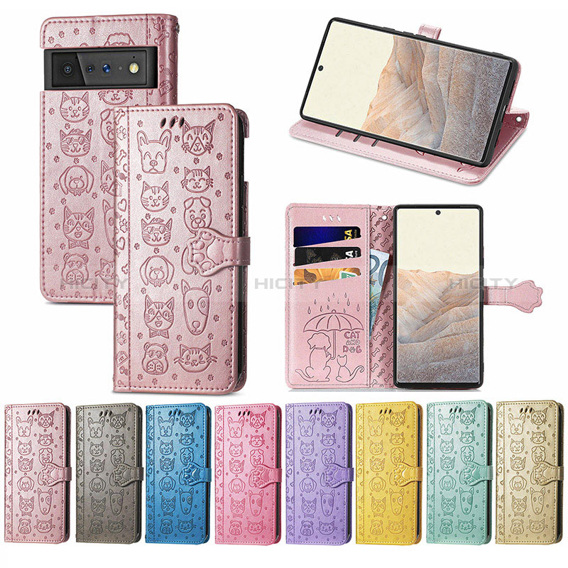 Custodia Portafoglio In Pelle Fantasia Modello Cover con Supporto S05D per Google Pixel 6 Pro 5G