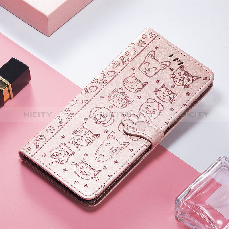 Custodia Portafoglio In Pelle Fantasia Modello Cover con Supporto S05D per Huawei Honor 80 Pro 5G Oro Rosa