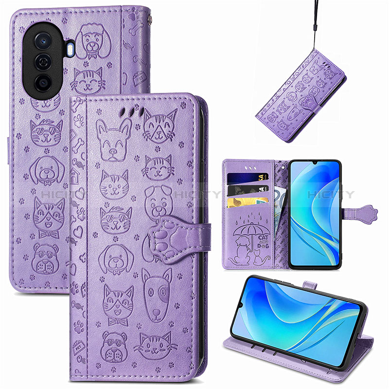 Custodia Portafoglio In Pelle Fantasia Modello Cover con Supporto S05D per Huawei Nova Y70