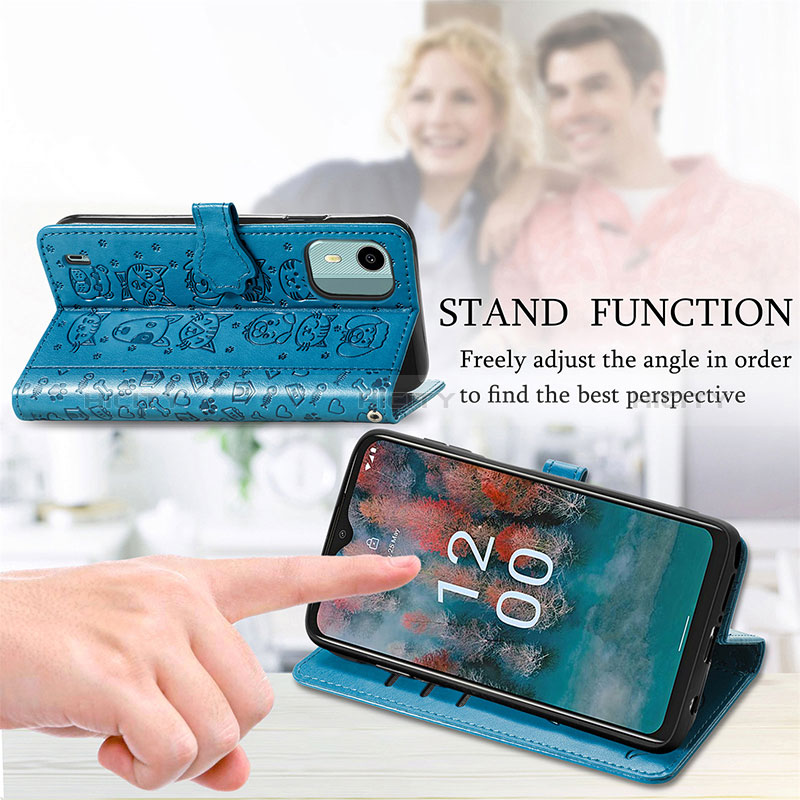 Custodia Portafoglio In Pelle Fantasia Modello Cover con Supporto S05D per Nokia C12