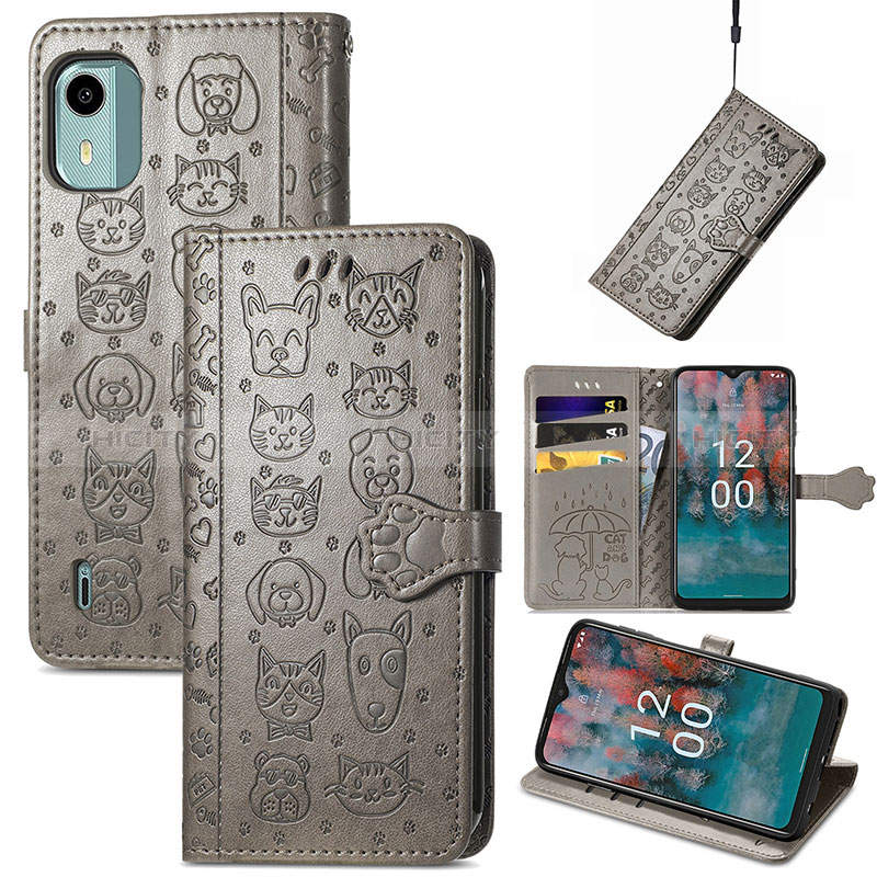 Custodia Portafoglio In Pelle Fantasia Modello Cover con Supporto S05D per Nokia C12 Plus