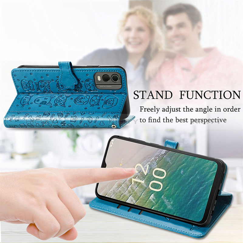 Custodia Portafoglio In Pelle Fantasia Modello Cover con Supporto S05D per Nokia C32