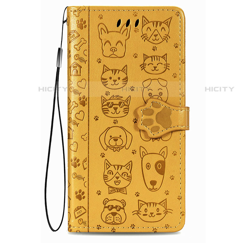 Custodia Portafoglio In Pelle Fantasia Modello Cover con Supporto S05D per Samsung Galaxy S21 5G Giallo