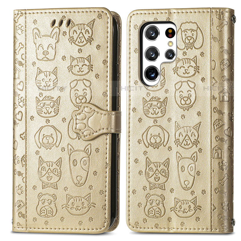 Custodia Portafoglio In Pelle Fantasia Modello Cover con Supporto S05D per Samsung Galaxy S22 Ultra 5G