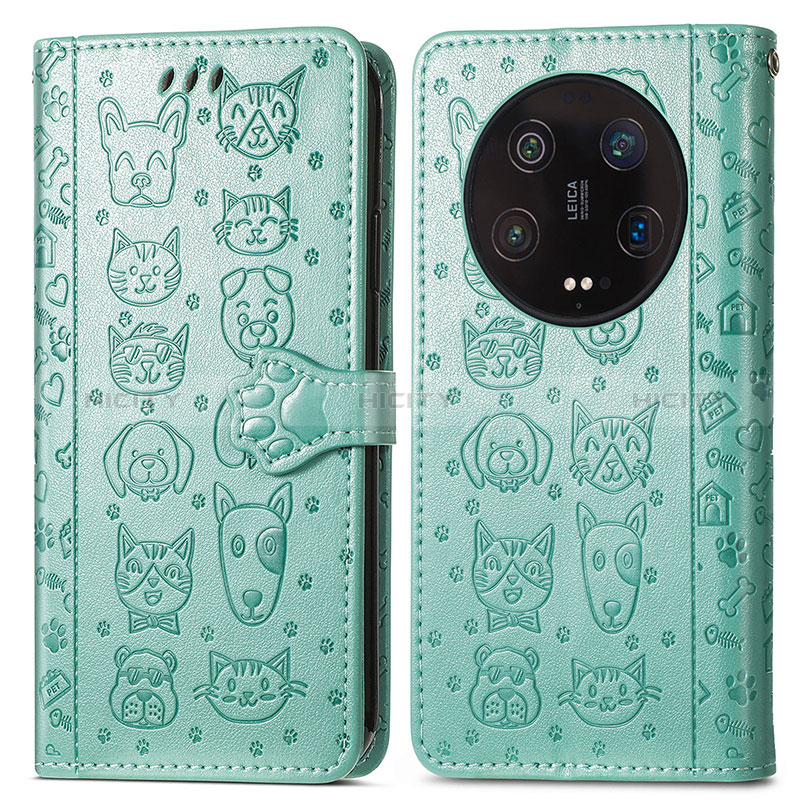 Custodia Portafoglio In Pelle Fantasia Modello Cover con Supporto S05D per Xiaomi Mi 13 Ultra 5G Verde