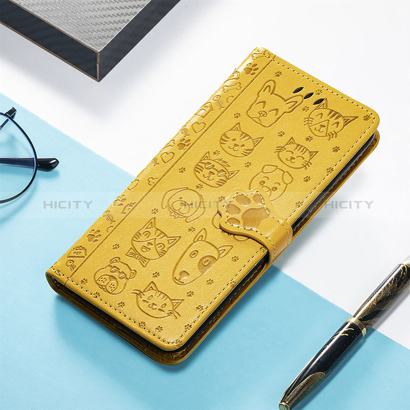 Custodia Portafoglio In Pelle Fantasia Modello Cover con Supporto S05D per Xiaomi Poco C55 Giallo