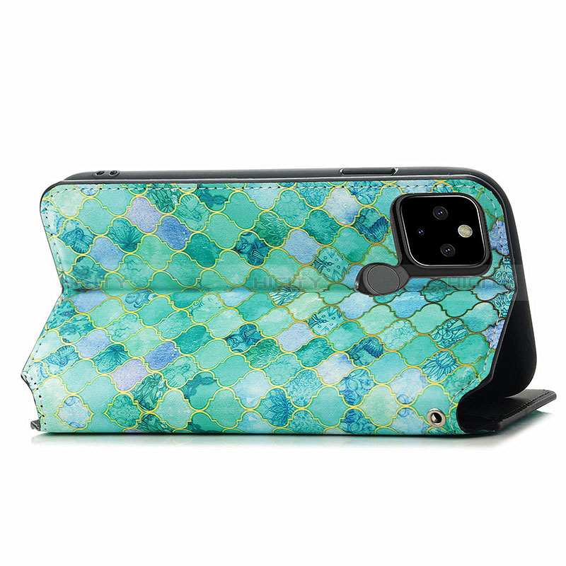 Custodia Portafoglio In Pelle Fantasia Modello Cover con Supporto S06D per Google Pixel 5a 5G