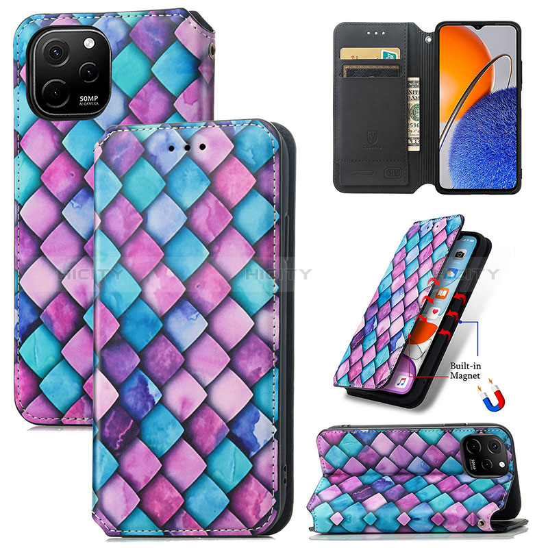 Custodia Portafoglio In Pelle Fantasia Modello Cover con Supporto S06D per Huawei Enjoy 50z