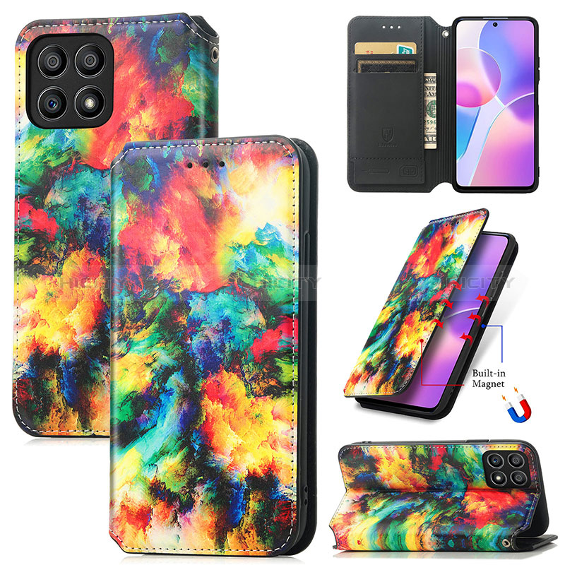 Custodia Portafoglio In Pelle Fantasia Modello Cover con Supporto S06D per Huawei Honor X30i