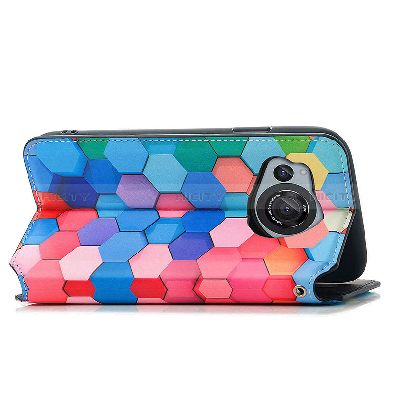 Custodia Portafoglio In Pelle Fantasia Modello Cover con Supporto S06D per Sharp Aquos R8