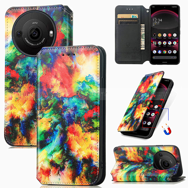 Custodia Portafoglio In Pelle Fantasia Modello Cover con Supporto S06D per Sharp Aquos R8 Pro