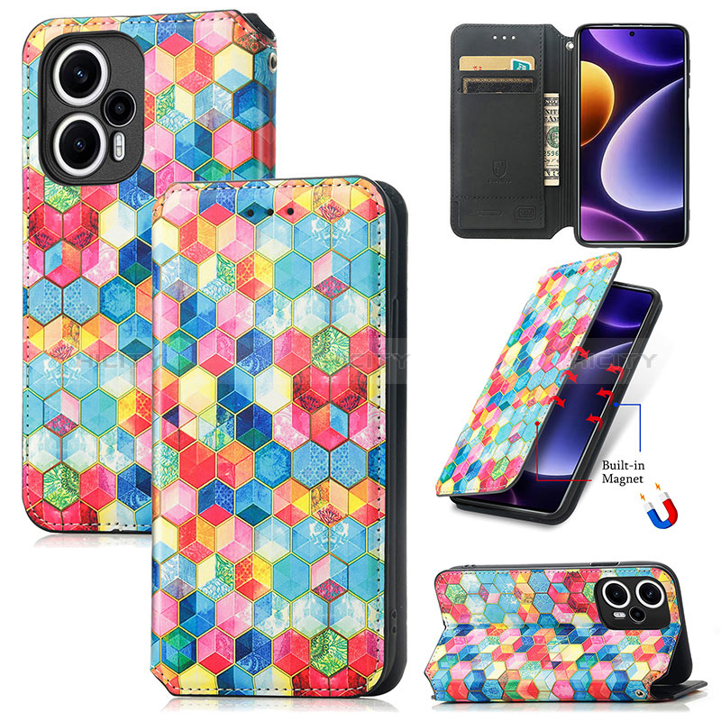 Custodia Portafoglio In Pelle Fantasia Modello Cover con Supporto S06D per Xiaomi Redmi Note 12 Turbo 5G