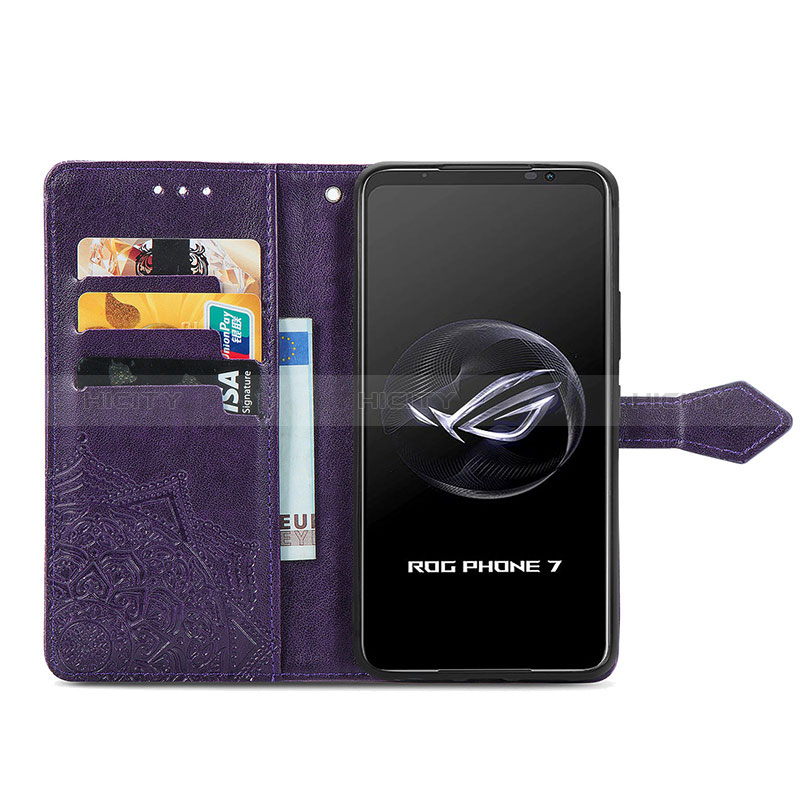 Custodia Portafoglio In Pelle Fantasia Modello Cover con Supporto S07D per Asus ROG Phone 7