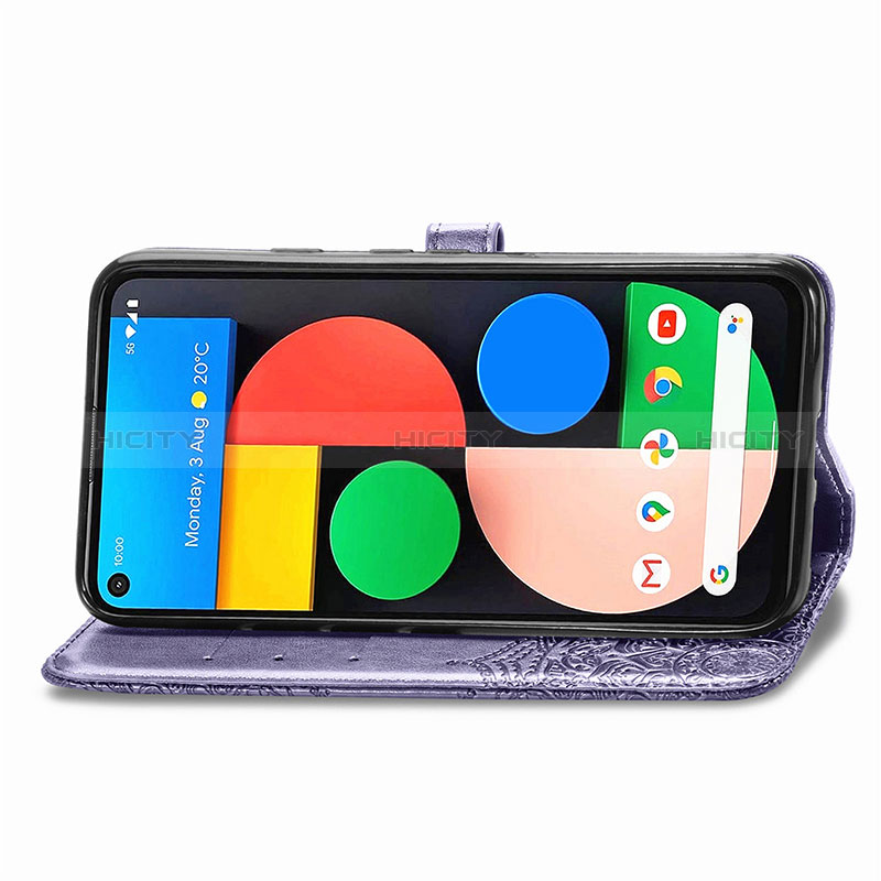 Custodia Portafoglio In Pelle Fantasia Modello Cover con Supporto S07D per Google Pixel 5