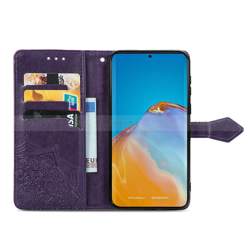 Custodia Portafoglio In Pelle Fantasia Modello Cover con Supporto S07D per Huawei P50