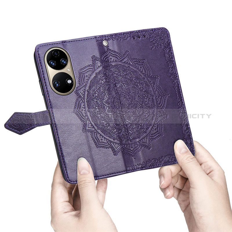 Custodia Portafoglio In Pelle Fantasia Modello Cover con Supporto S07D per Huawei P50e