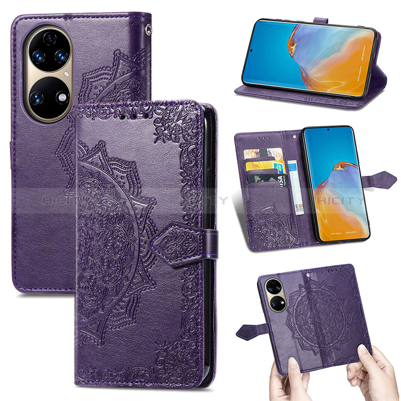 Custodia Portafoglio In Pelle Fantasia Modello Cover con Supporto S07D per Huawei P50e