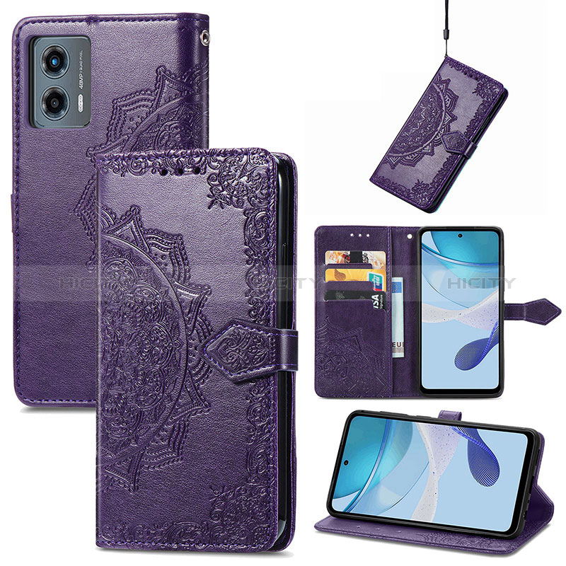 Custodia Portafoglio In Pelle Fantasia Modello Cover con Supporto S07D per Motorola Moto G 5G (2023)