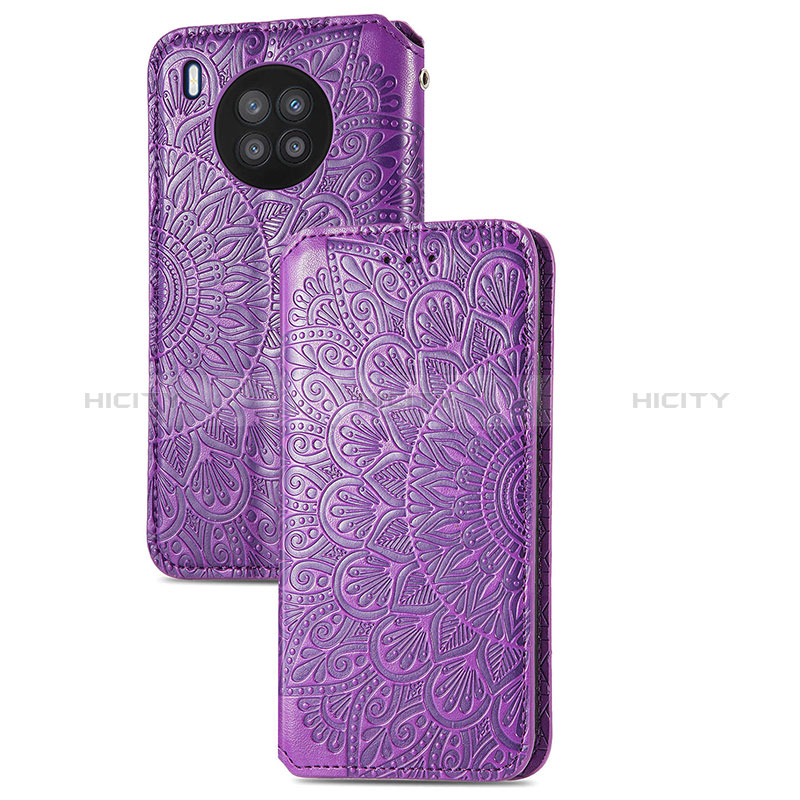 Custodia Portafoglio In Pelle Fantasia Modello Cover con Supporto S09D per Huawei Honor 50 Lite Viola