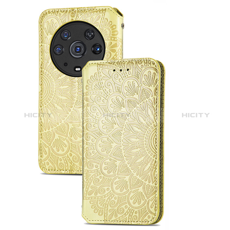 Custodia Portafoglio In Pelle Fantasia Modello Cover con Supporto S09D per Huawei Honor Magic3 Pro 5G Oro