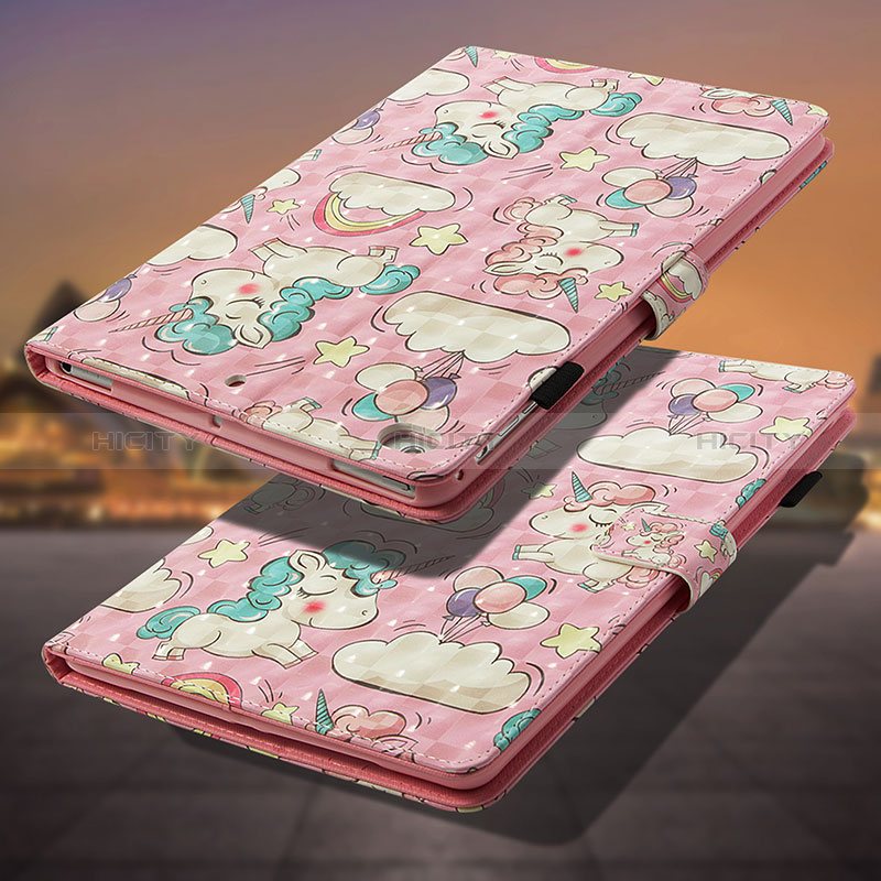 Custodia Portafoglio In Pelle Fantasia Modello Cover con Supporto Y01B per Apple iPad Air 2 Rosa