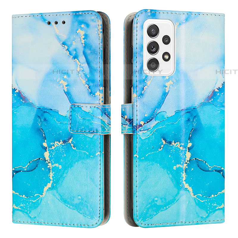 Custodia Portafoglio In Pelle Fantasia Modello Cover con Supporto Y01X per Samsung Galaxy A52 5G Blu