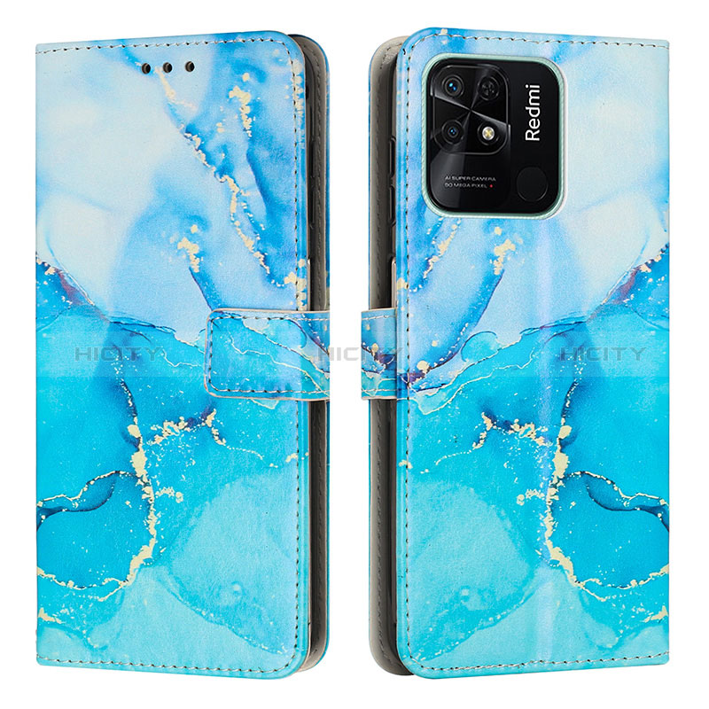 Custodia Portafoglio In Pelle Fantasia Modello Cover con Supporto Y01X per Xiaomi Redmi 10 India Blu