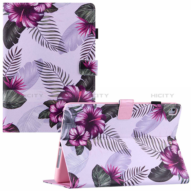 Custodia Portafoglio In Pelle Fantasia Modello Cover con Supporto Y02B per Apple iPad Air Viola