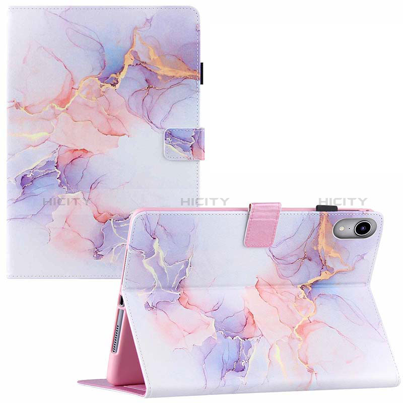 Custodia Portafoglio In Pelle Fantasia Modello Cover con Supporto Y02B per Apple iPad Mini 6 Bianco